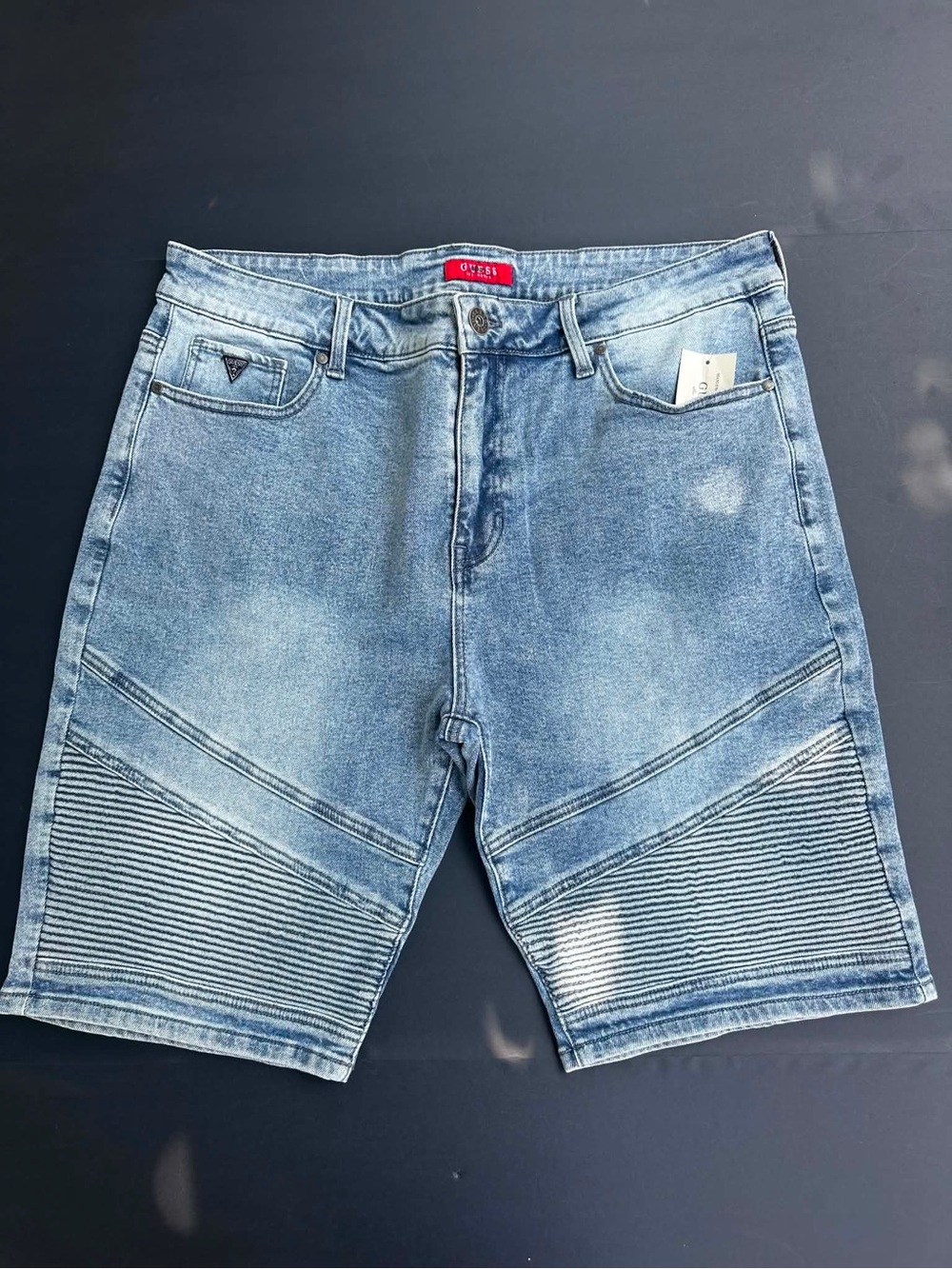 Guess Light Blue Distressed Moto Denim short sz 38